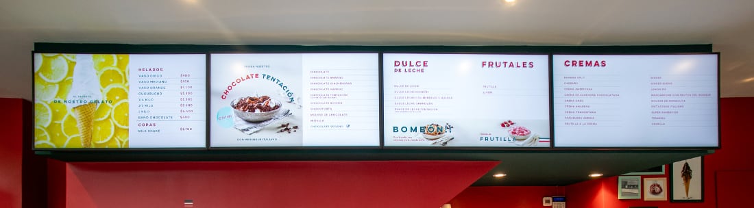 Menu Board managed with Dex Manager in Chinin ice cream parlor